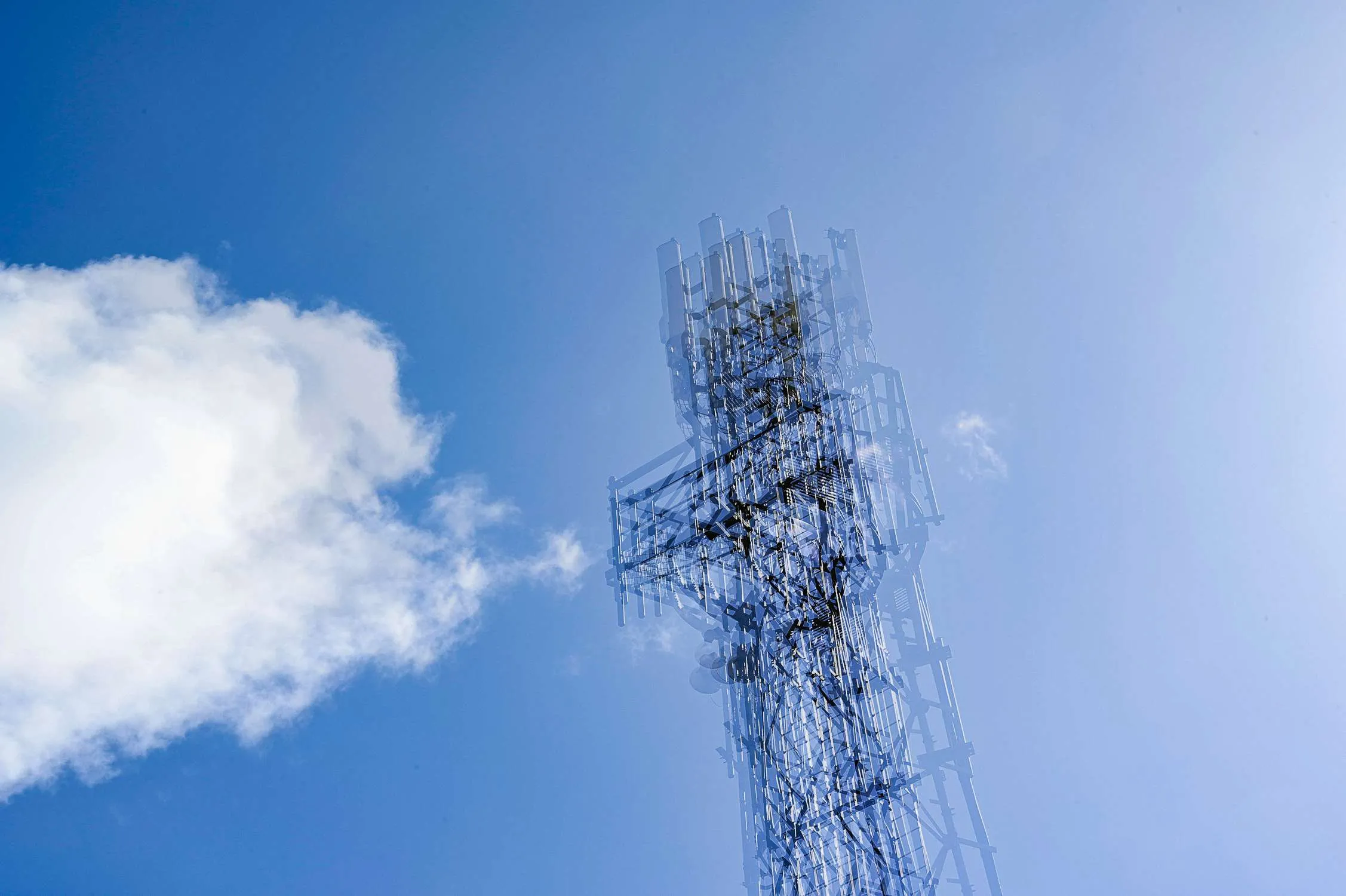 Multiple exposure photograph of cell tower