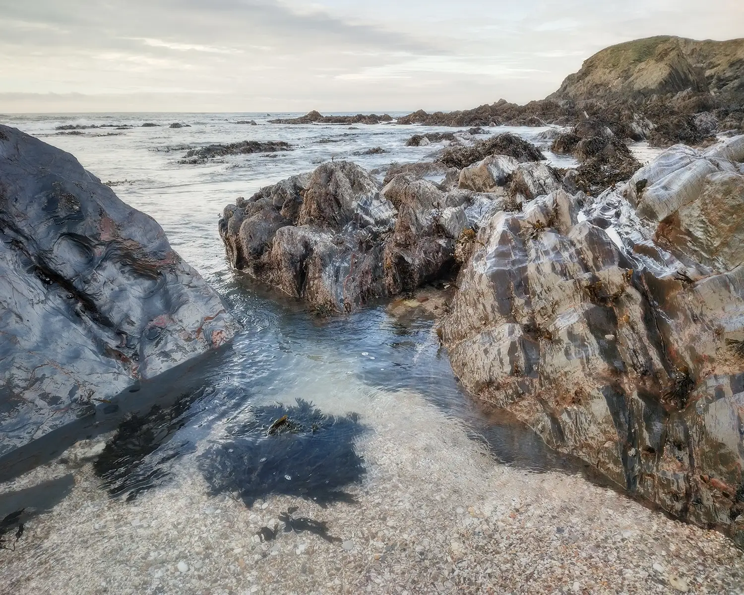 Exploring potential photography locations. A rock pool in Thurlestone Devon