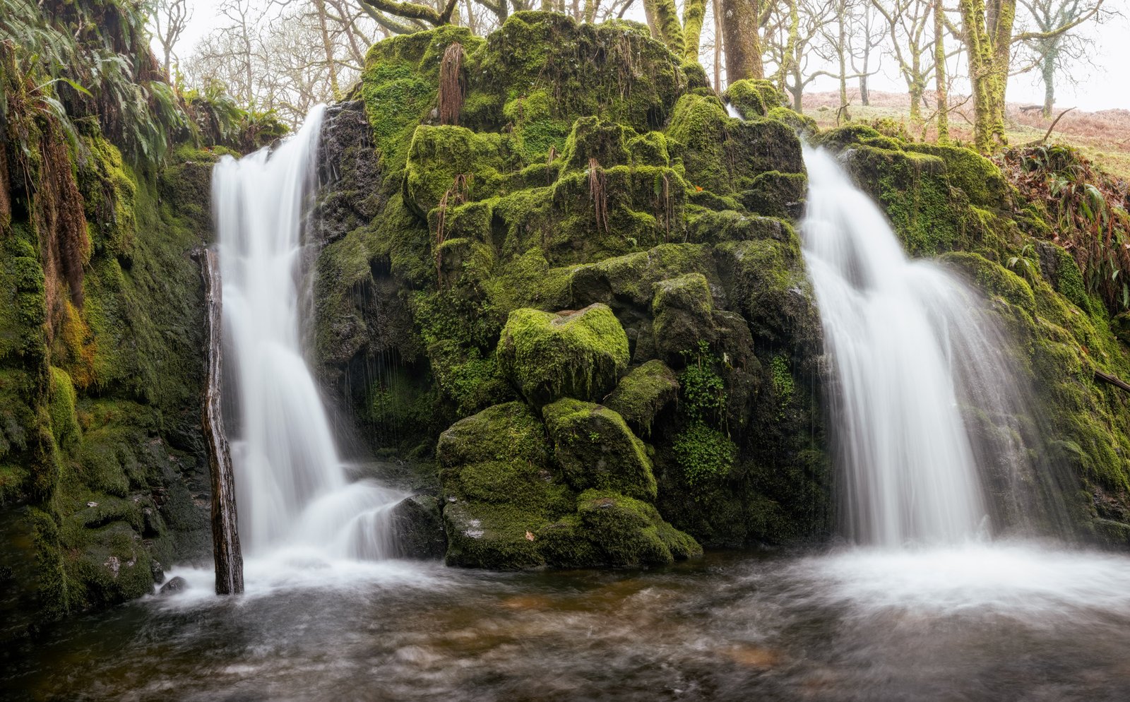 The twinn water falls at Venford falls Dartmoor