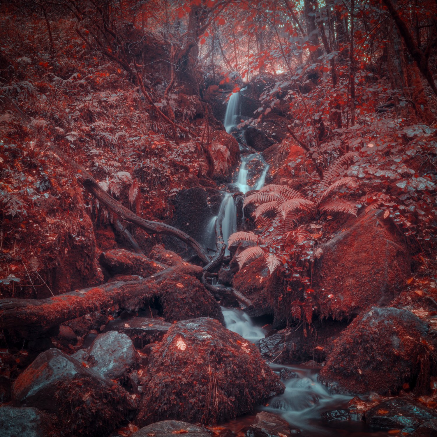 Devon Infrared emulation waterfall in dartmoor